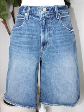 AMO Denim "Laura" Boyfriend Shorts - High Rise Long Denim Shorts